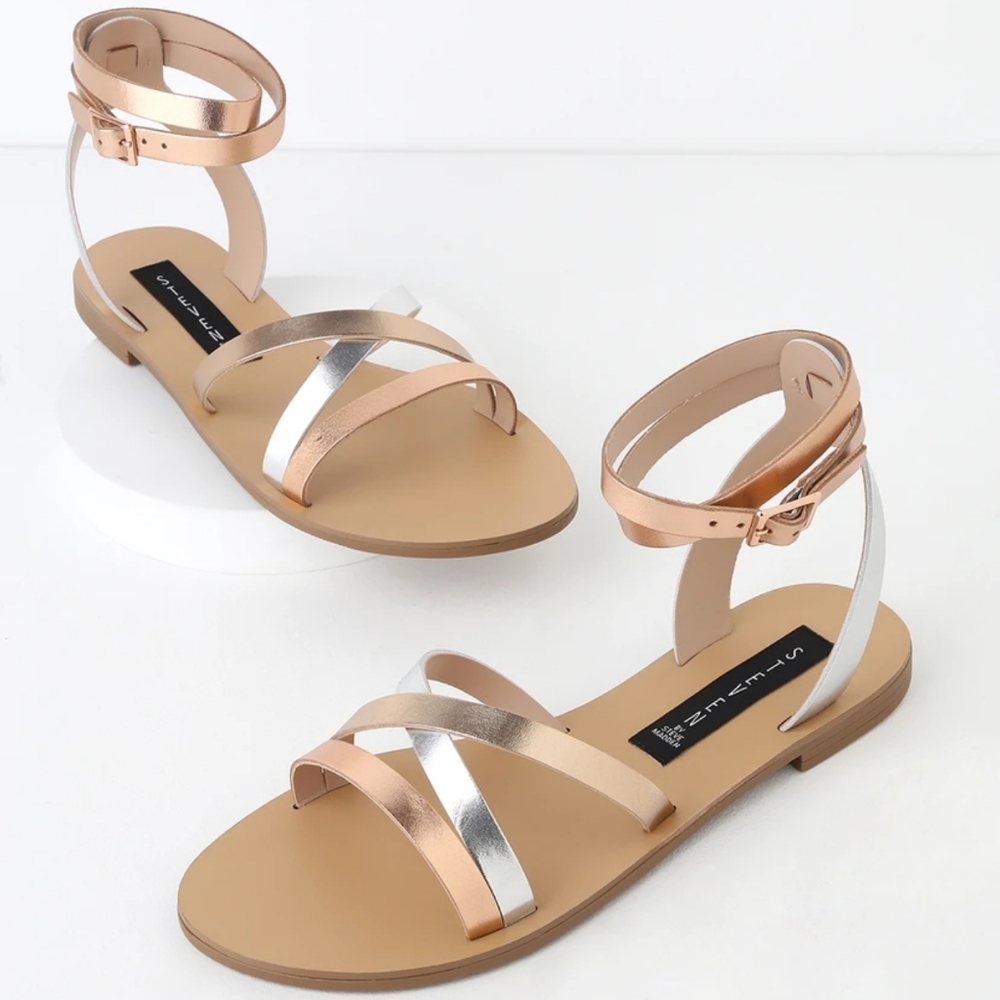 Pretty Steven Steve Madden Metallic Leather Sandal - Picture 2 of 7
